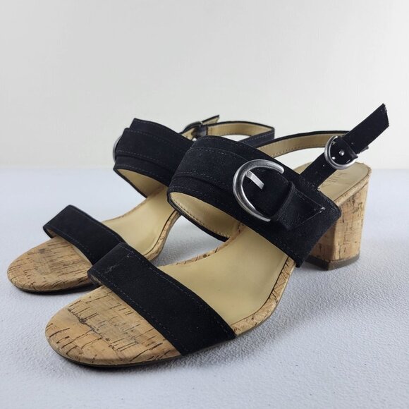 Naturalizer Kaylee Suede Cork Sandals Open Toe Ankle Strap Sandals 10 Womens - Picture 1 of 13